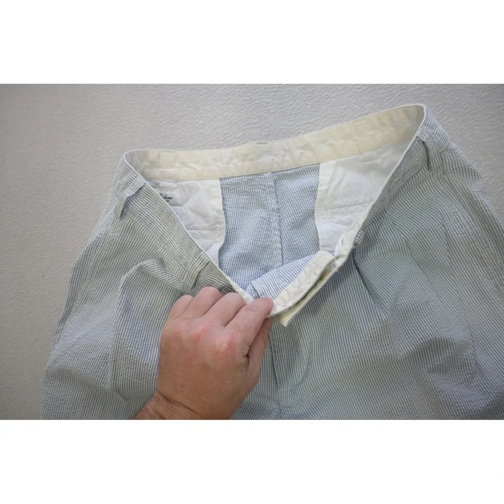 VTG Brooks Brothers Seersucker Dress Pants Mens 36x30 Striped Pleated Cotton EUC